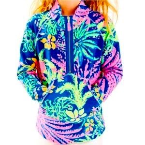 Lilly Pulitzer Girls Skipper Popover All a Glow XL 12-14 Navy Long Sleeve